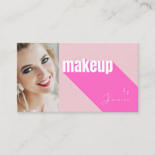 Carte De Visite Blush Rose Blanc Typographie Simple Photo Maquilla