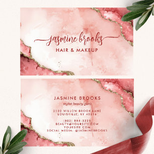 Carte De Visite Blush Rose Chic et Aquarelle Dorée