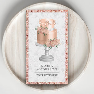 Carte De Visite Blush Rose Gold Fleurs Personnalisé Pâtisserie Gât