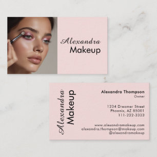 Carte De Visite Blush Rose Noir Écriture Photo Maquillage 