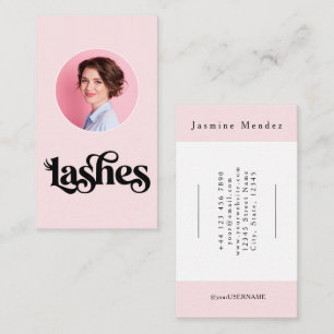 Carte De Visite Blush Rose Noir Script Photo Lash Tech 