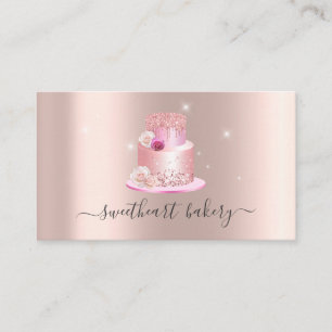 Carte De Visite Blush Rose Parties scintillant Foil Cake boulanger