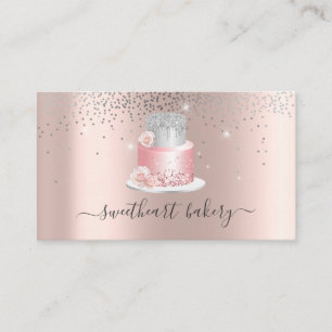 Carte De Visite Blush Rose Parties scintillant Foil Cake boulanger