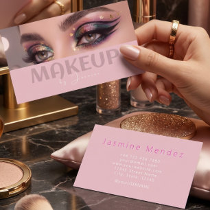 Carte De Visite Blush Rose Typographie Simple Photo Maquillage