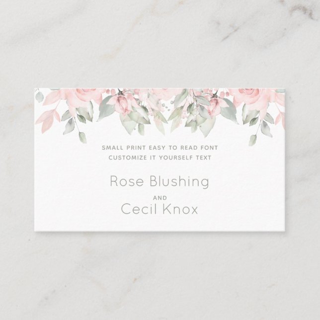 Carte De Visite Blushing Roses 2 Mariages Customisez-Vous (Devant)
