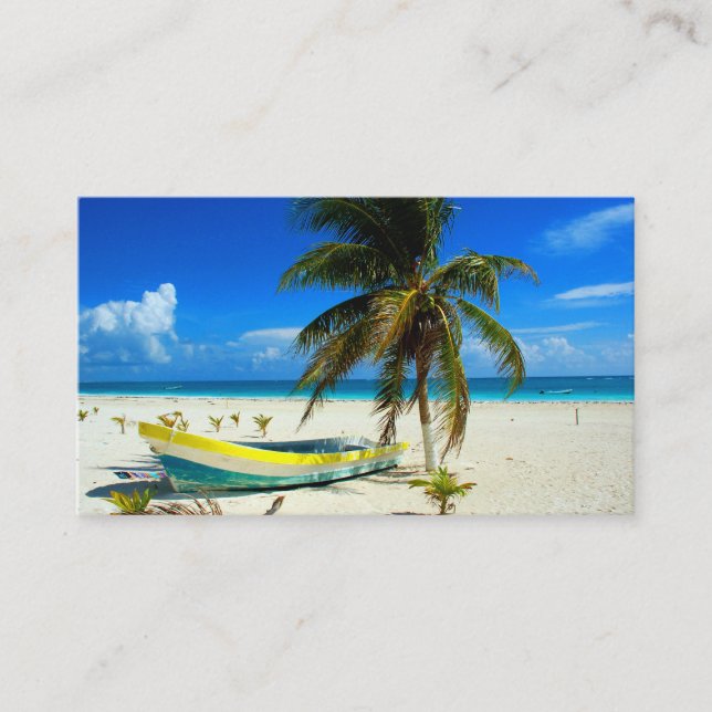 Carte De Visite Boat Sandy Beach Caraïbes Mexique (Devant)