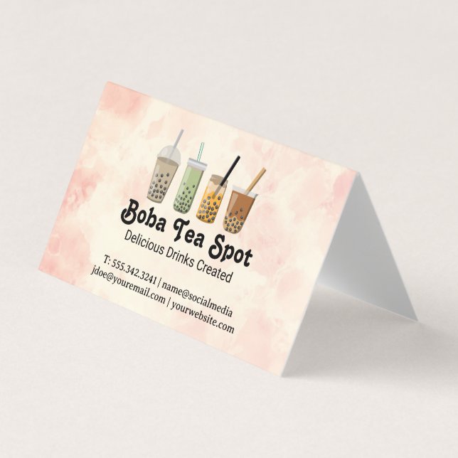 Carte De Visite Boba Tea Drinks Variety (Devant)