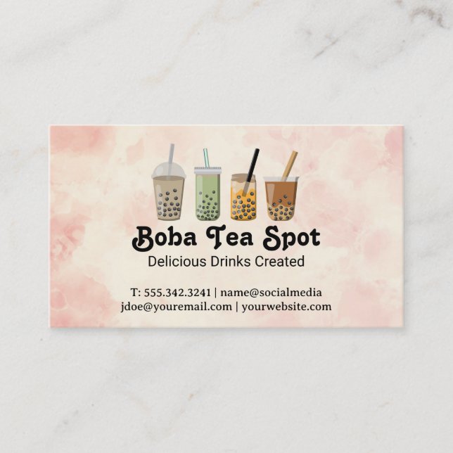 Carte De Visite Boba Tea Drinks Variety (Devant)