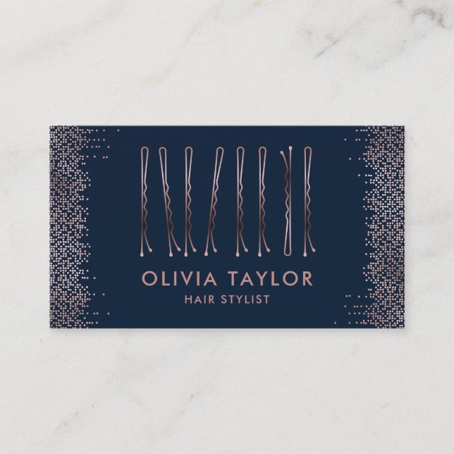 Carte De Visite Bobby Pins Coiffeur Stylo Salon de coiffure Coiffe (Devant)