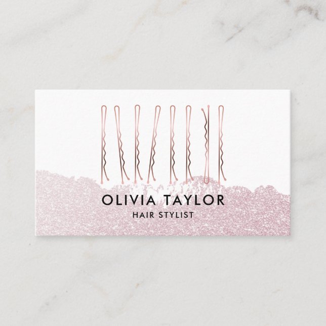 Carte De Visite Bobby Pins Coiffeur Stylo Salon de coiffure Coiffe (Devant)