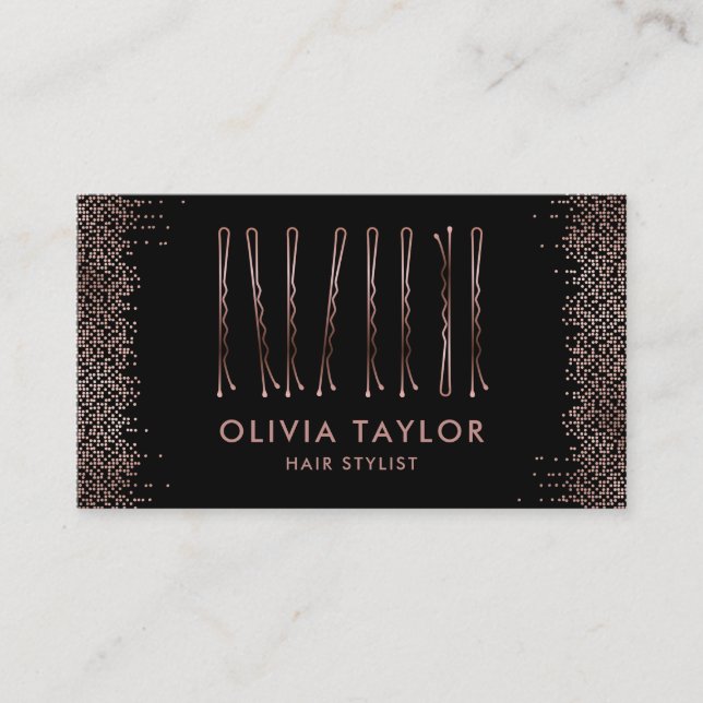 Carte De Visite Bobby Pins Coiffeur Stylo Salon de coiffure Coiffe (Devant)