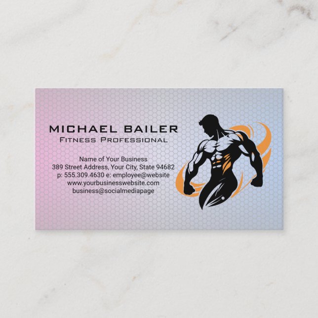 Carte De Visite Body Builder Possède Silhouette (Devant)