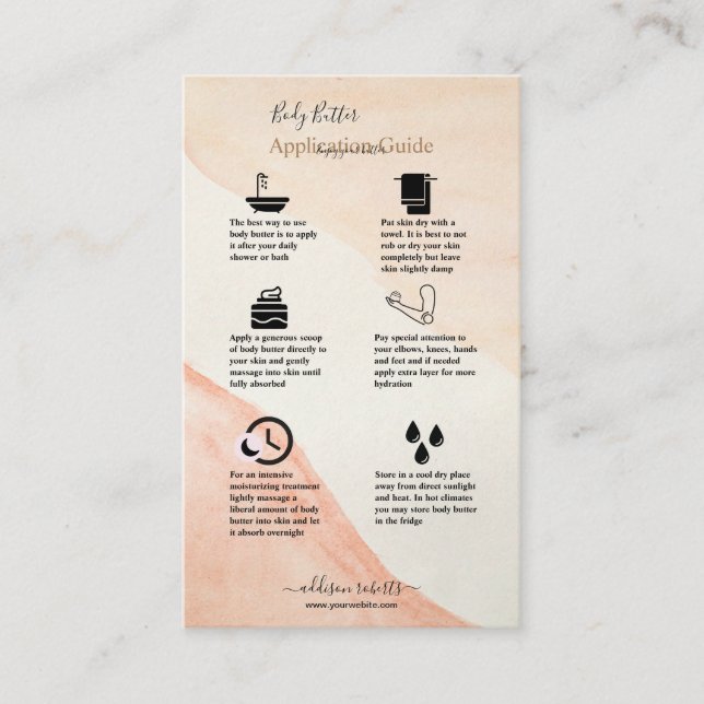 Carte De Visite Body Butter Application Guide Modern Professional (Devant)