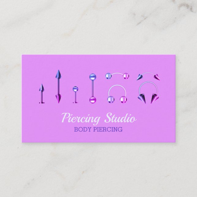 Carte De Visite Body Piercing Studio élégant (Devant)