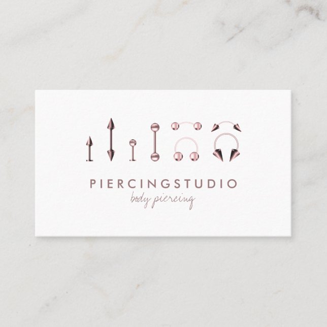 Carte De Visite Body Piercing Studio Tattoo Rose Gold (Devant)