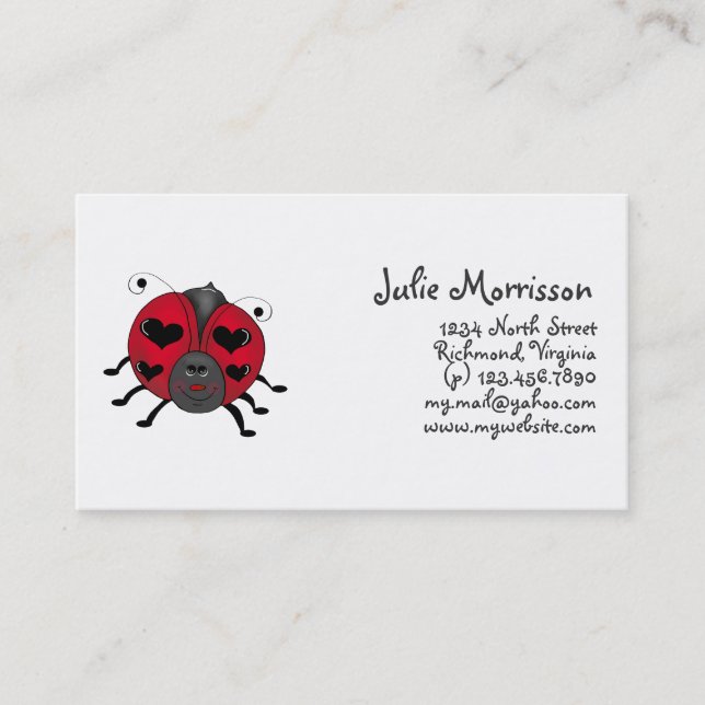 Carte De Visite Boguets de jardin · Coccinelle de sourire (Devant)