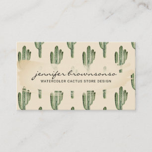 Carte De Visite Bohème beige vert fleur cactus mignon