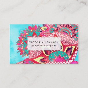 Carte De Visite Bohème de Bohême bleu floral cachemire motif