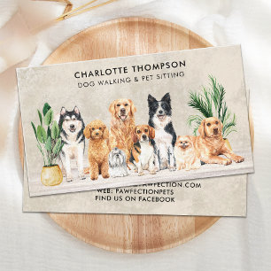 Carte De Visite Boho Aquarelle Chiens Chiens Chien Marcheur Chien 