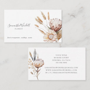 Carte De Visite Boho Aquarelle Fleur sauvage fleuriste