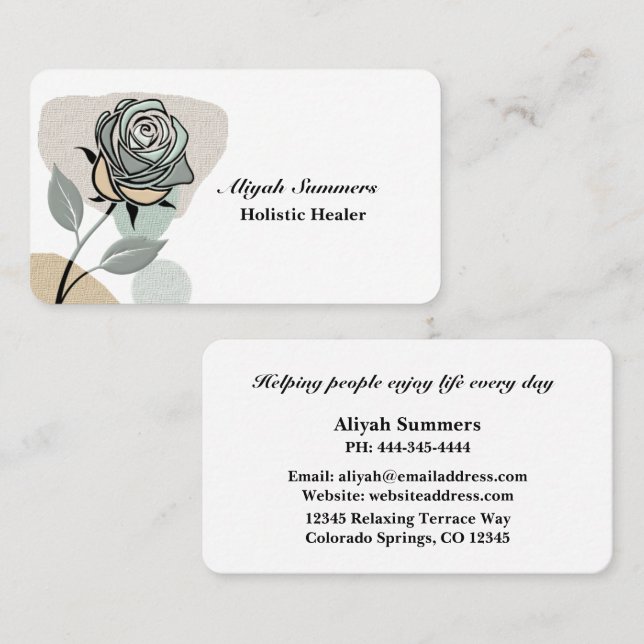 Carte De Visite Boho Artistic Rose Meditative Business Card (Devant / Derrière)