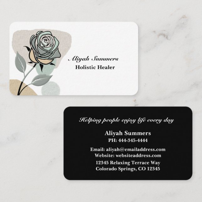 Carte De Visite Boho Artistic Rose Meditative Business Card (Devant / Derrière)