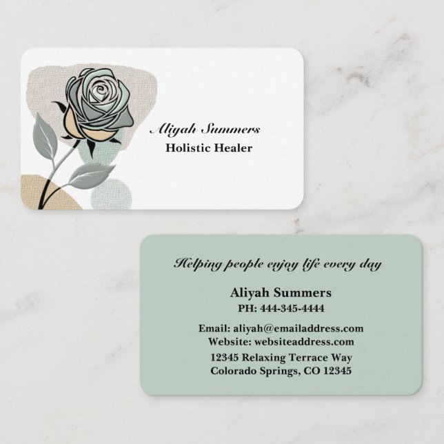Carte De Visite Boho Artistic Rose Meditative Business Card (Devant / Derrière)