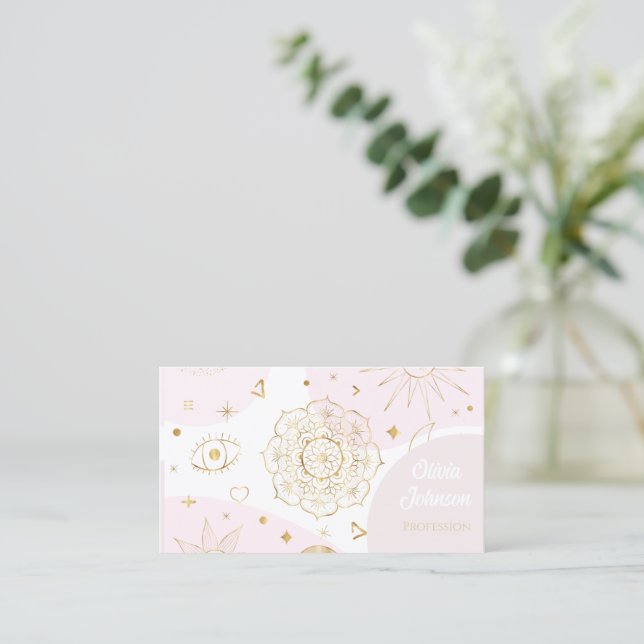 Carte De Visite Boho Astrologie Gold Motif céleste (Debout devant)