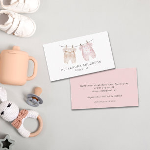 Carte De Visite Boho Baby Clothing Watercolor Babysitter