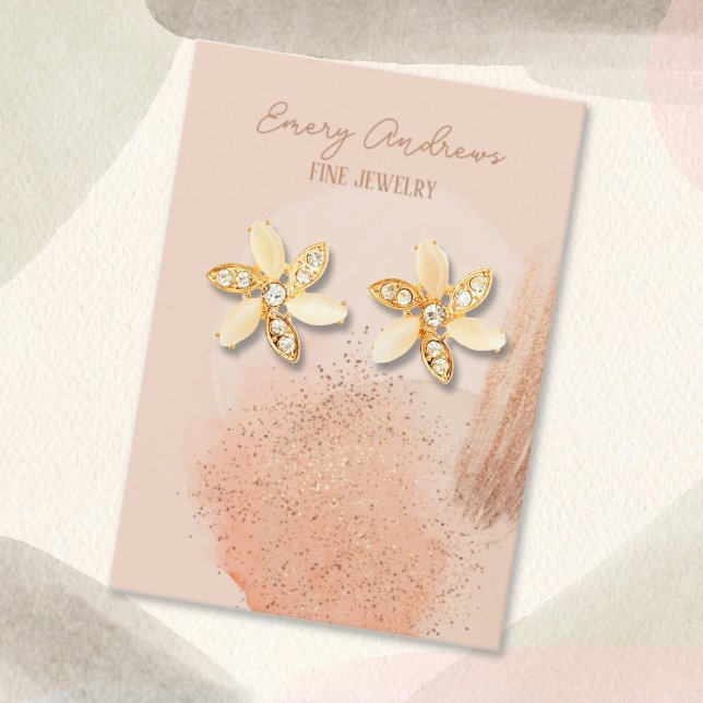 Carte De Visite Boho Beige Designer Bijoux Écran Porte-oreilles (Créateur téléchargé)