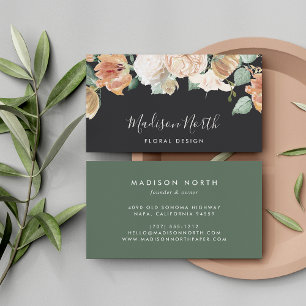 Carte De Visite Boho Blooms Aquarelle Florale Script de calligraph