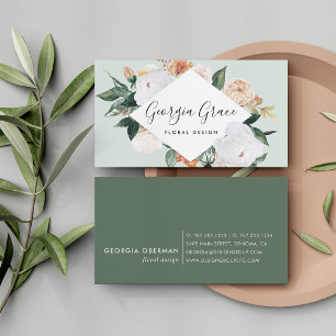 Carte De Visite Boho Blooms aquarelle géométrique Floral