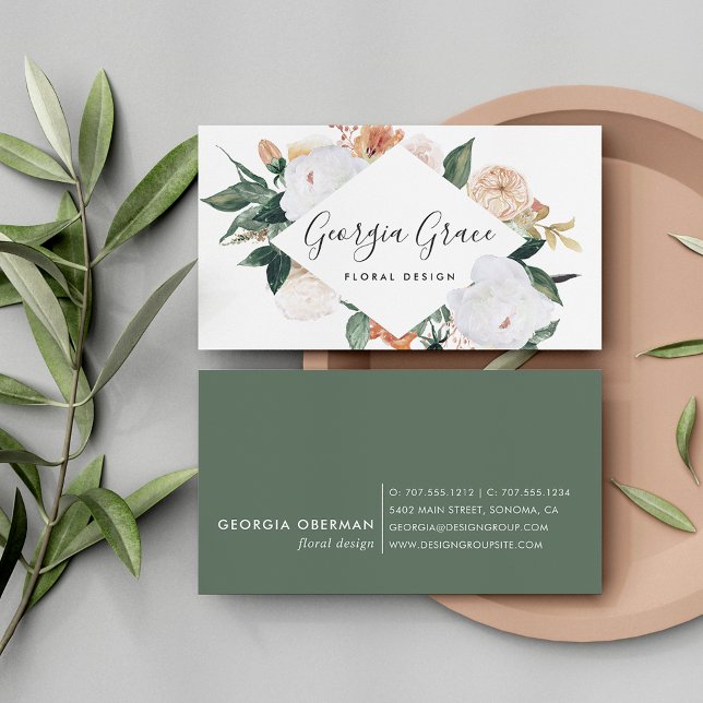 Carte De Visite Boho Blooms aquarelle géométrique Floral (Créateur téléchargé)