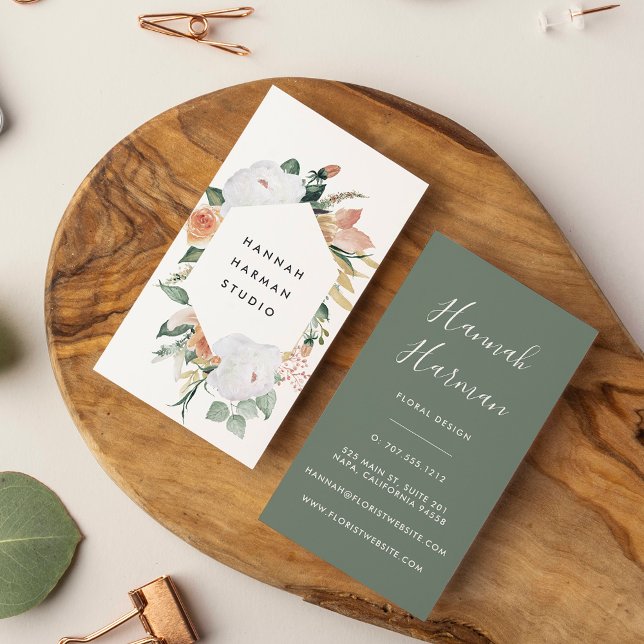 Carte De Visite Boho Blooms aquarelle géométrique Floral (Créateur téléchargé)