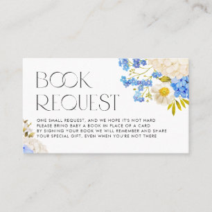Carte De Visite Boho Blue and White Hydrangeas Demande de réservat