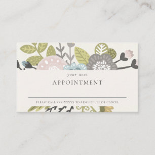 Carte De Visite Boho Blush Blue Green Floral Rappel de rendez-vous