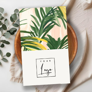 Carte De Visite Boho Blush Green Tropical Palm Feuille Beach Logo