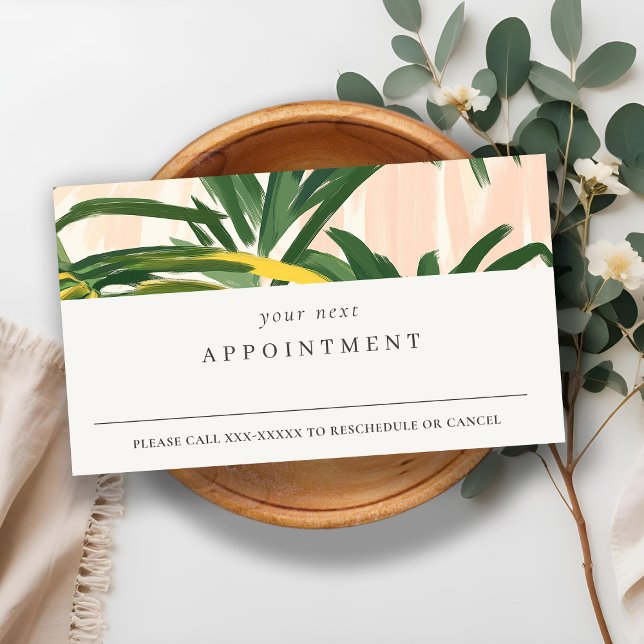Carte De Visite Boho Blush Green Tropical Palm Feuilles Rendez-vou (Créateur téléchargé)