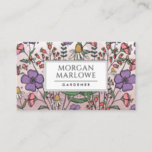 Carte De Visite Boho Botanique Fleur sauvage Floral Gardener