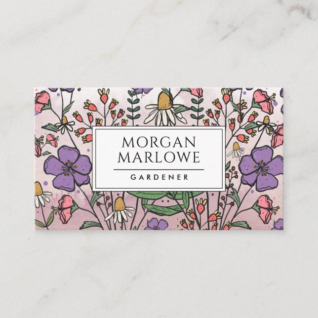 Carte De Visite Boho Botanique Fleur sauvage Floral Gardener (Devant)