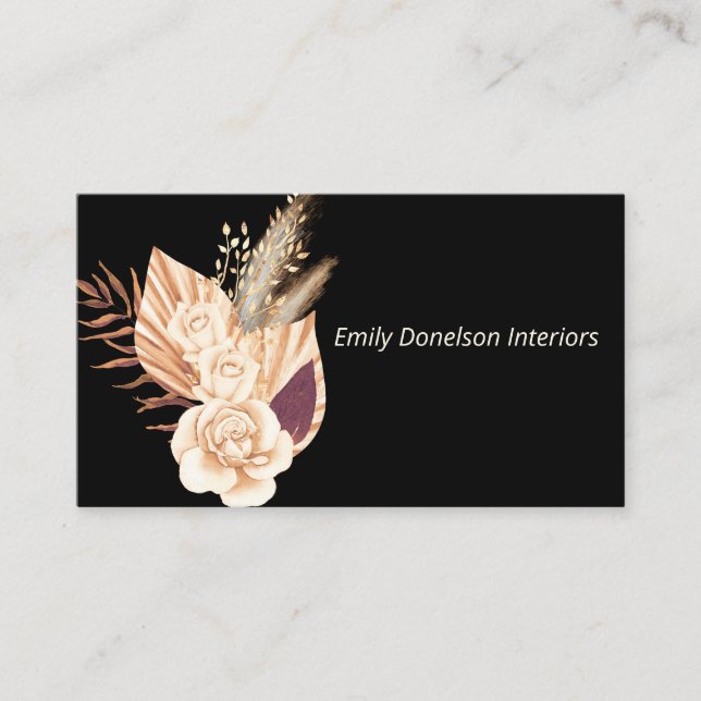 Carte De Visite Boho Bouquet Design d'intérieur fleuriste (Devant)