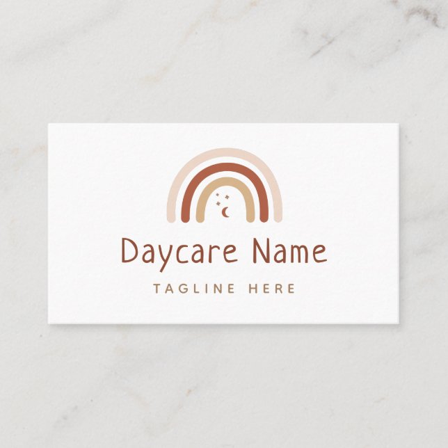 Carte De Visite Boho Brown Rainbow Moon Stars Garde d'enfants (Devant)
