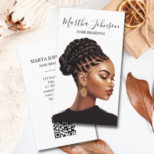 Carte De Visite Boho Chic Afro American Braids Braiding QR Code