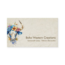 Boho Chic Aquarelle Florale Vache Crâne