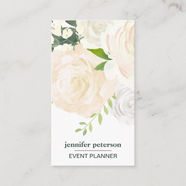 Carte De Visite Boho chic Elegant ivoire peony Social Media Icon (Devant)