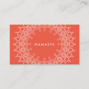 Carte De Visite Boho Chic Mandala Namaste Yoga Coral