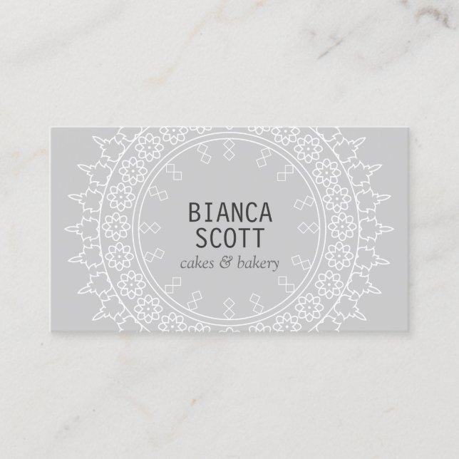 Carte De Visite Boho Chic Mandala sur le gris clair (Devant)