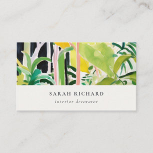 Carte De Visite Boho Chic Vert Feuillage Tropical Botanique