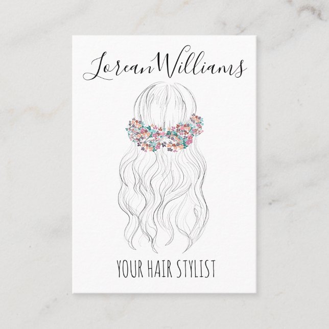 Carte De Visite Boho Coiffeur Mariage Floral Romantique (Devant)