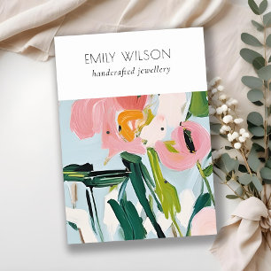 Carte De Visite Boho Colorful Pink Bleu Peint Floral oreille